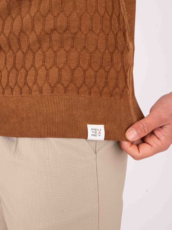 4. T-shirt en coton pour homme Peuterey avec une texture tridimensionnelle moderne Tabac Peuterey peu584399012446