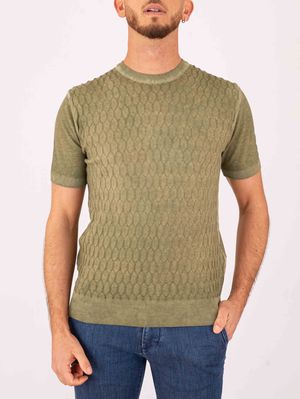1. T-shirt en coton pour homme Peuterey avec une texture tridimensionnelle moderne Vert