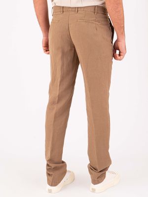 3. Berwich men's trousers in linen blend, lightweight and breathable fabric Honey