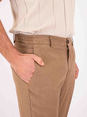 4. Berwich men's trousers in linen blend, lightweight and breathable fabric Honey