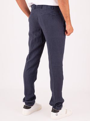 3. Berwich men's trousers in linen blend, lightweight and breathable fabric Indigo