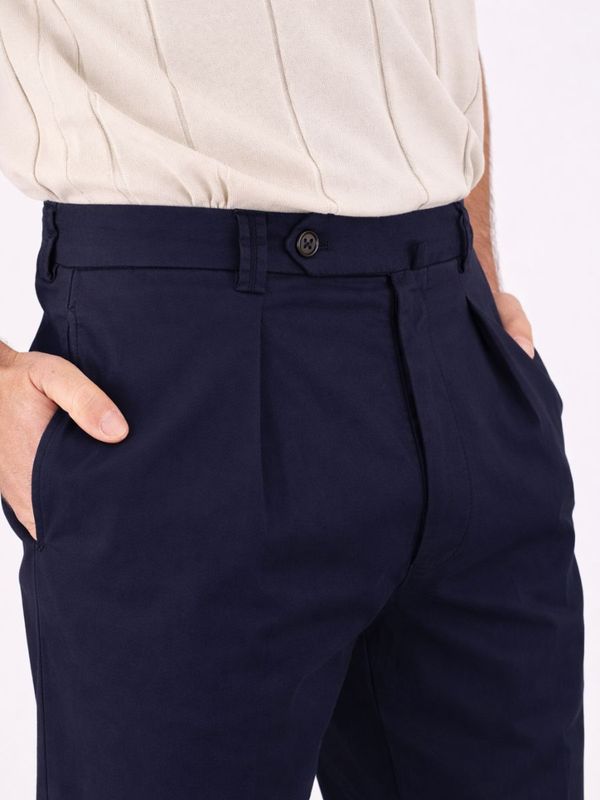 4. Pantalon homme Berwich en mélange de coton avec plis sur le devant Bleu Berwich pu19chiaia-gdol0015x