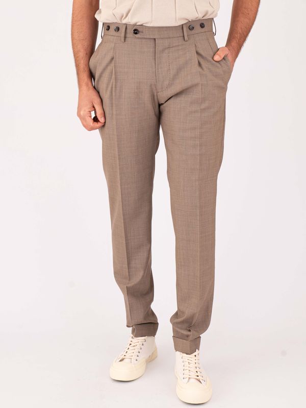 Pantalone uomo Berwich in fresco di lana con doppie pinces Tortora Berwich