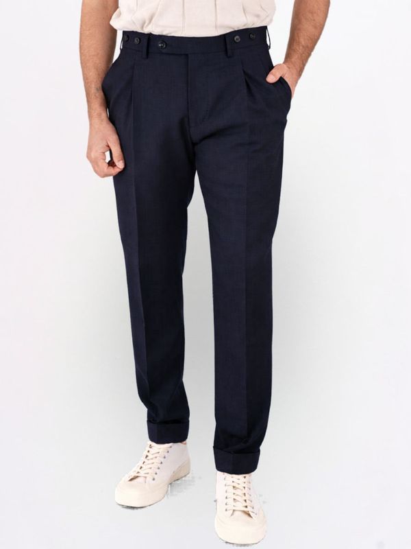 1. Berwich men's trousers in cool wool with double pleats Blue Berwich pu19barberlongmz1460