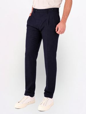 2. Berwich men's trousers in cool wool with double pleats Blue
