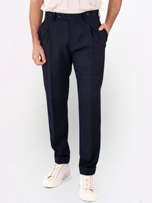1. Berwich men's trousers in cool wool with double pleats Blue