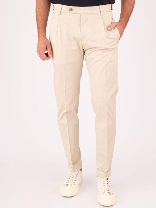 Pantalone uomo Berwich in cotone con una linea pulita e pinces Ecru' Berwich