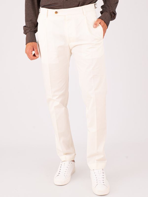 Pantalone uomo Berwich in cotone con una linea pulita e pinces Panna Berwich