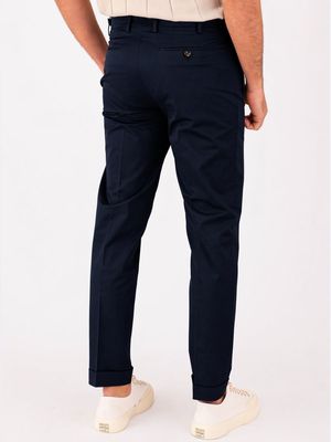 3. Pantalone uomo Berwich in cotone con una linea pulita e pinces Navy