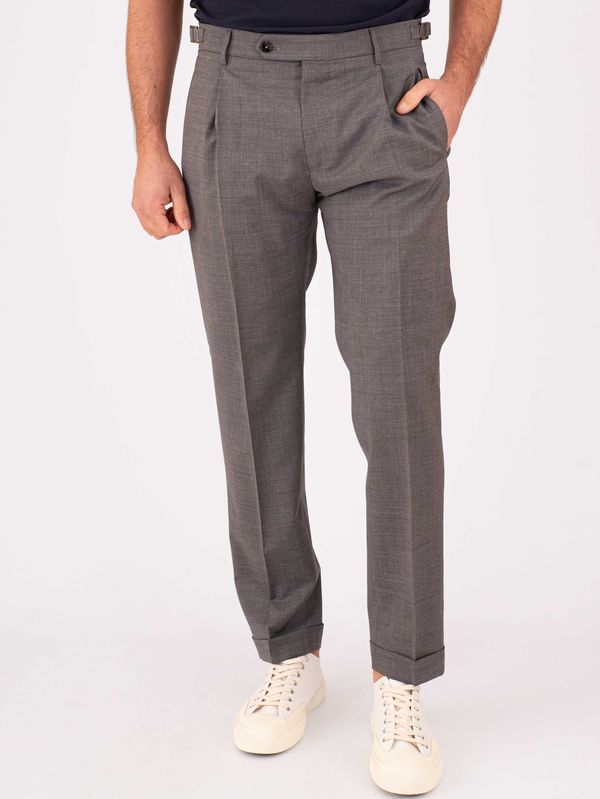 Pantalone uomo Berwich in fresco di lana dalla linea pulita Grigio Berwich