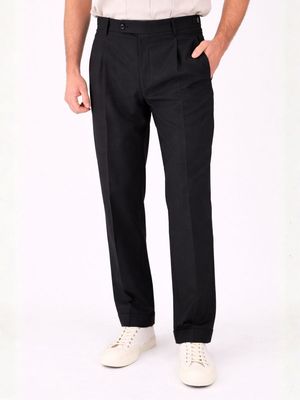 1. Men's Berwich trousers in cool wool with a clean cut Black