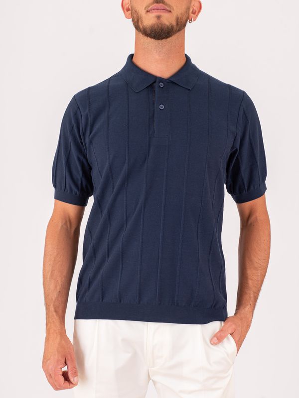 Polo Uomo in Maglia Paul&Shark con Lavorazione a Righe Verticali Blu PAUL & SHARK