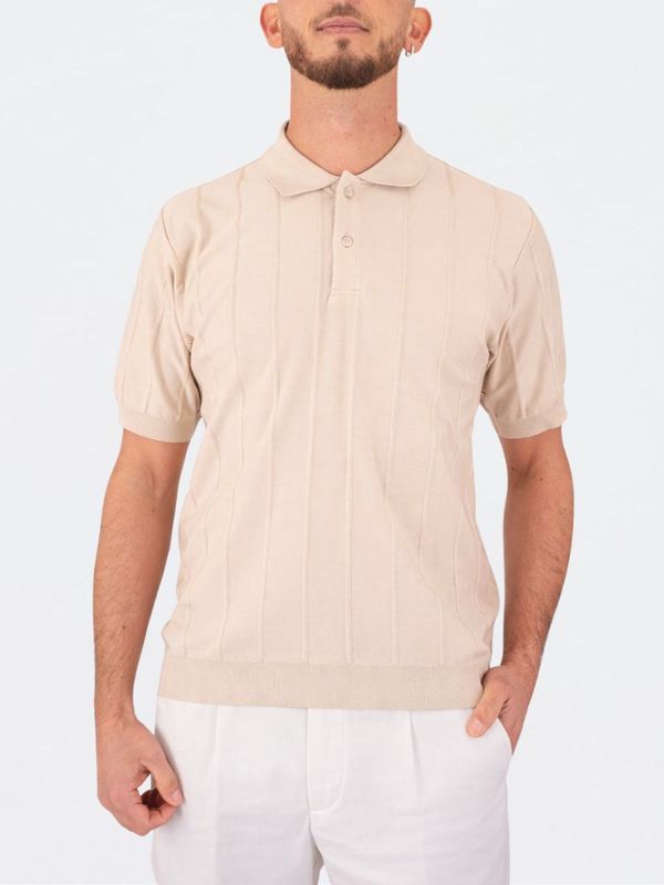 Polo Uomo in Maglia Paul&Shark con Lavorazione a Righe Verticali Beige PAUL & SHARK