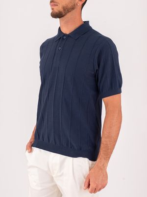 2. Polo en maille pour homme Paul&Shark à rayures verticales Bleu