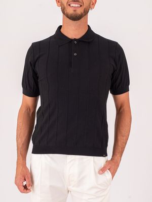 1. Paul&Shark Men's Knit Polo Shirt with Vertical Stripes Black