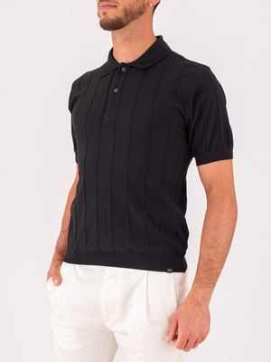 2. Paul&Shark Men's Knit Polo Shirt with Vertical Stripes Black