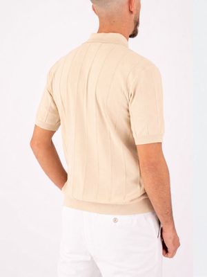 3. Paul&Shark Men's Knit Polo Shirt with Vertical Stripes Beige