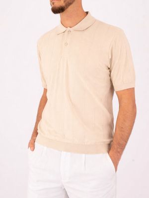 2. Paul&Shark Men's Knit Polo Shirt with Vertical Stripes Beige