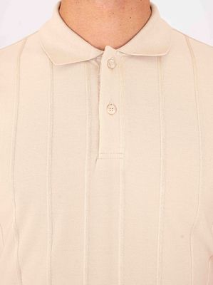 4. Paul&Shark Men's Knit Polo Shirt with Vertical Stripes Beige