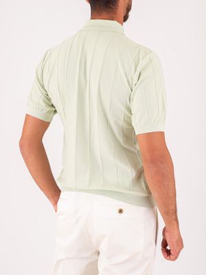 3. Paul&Shark Men's Knit Polo Shirt with Vertical Stripes Light Green