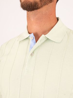 4. Paul&Shark Men's Knit Polo Shirt with Vertical Stripes Light Green