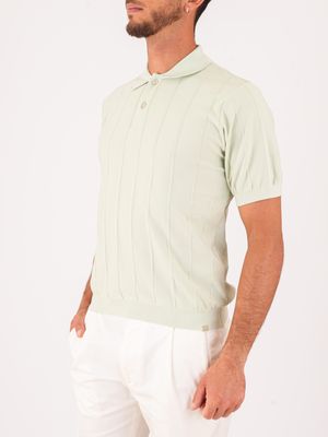 2. Paul&Shark Men's Knit Polo Shirt with Vertical Stripes Light Green