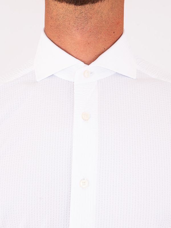 4. Xacus men's shirt in technical fabric, minimal elegance and advanced functionality, Tailor-Slim Fit White Xacus 21616.act520ml