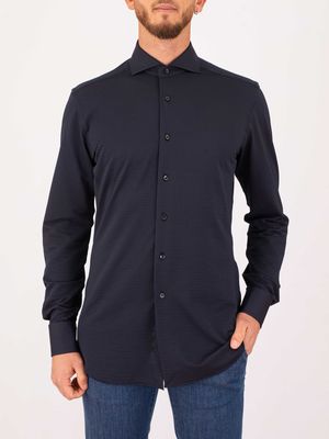 1. Xacus men's shirt in technical fabric, minimal elegance and advanced functionality, Tailor-Slim Fit Blue