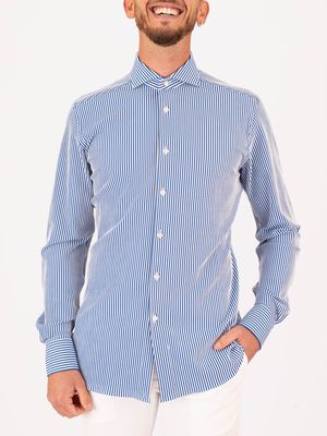 1. Xacus men's shirt in technical fabric, minimal elegance and advanced functionality, Tailor-Slim Fit Blue