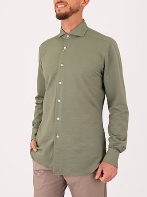 2. Camicia uomo Xacus in tessuto tecnico eleganza minimal e funzionalità avanzata Tailor-Slim Fit Verde