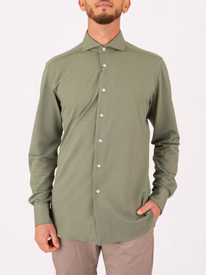 1. Camicia uomo Xacus in tessuto tecnico eleganza minimal e funzionalità avanzata Tailor-Slim Fit Verde