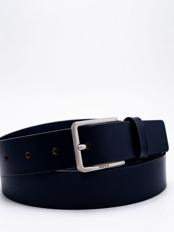 2. HUGO men's leather belt in a minimalist style Blue Hugo 50558778