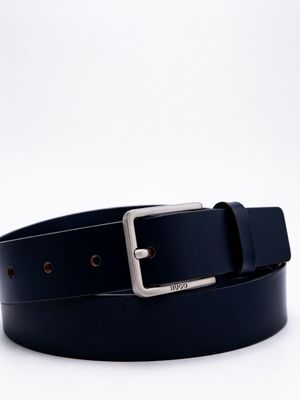 2. HUGO men's leather belt in a minimalist style Blue