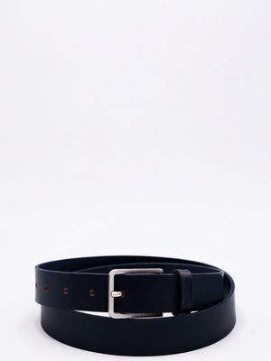1. HUGO men's leather belt in a minimalist style Blue