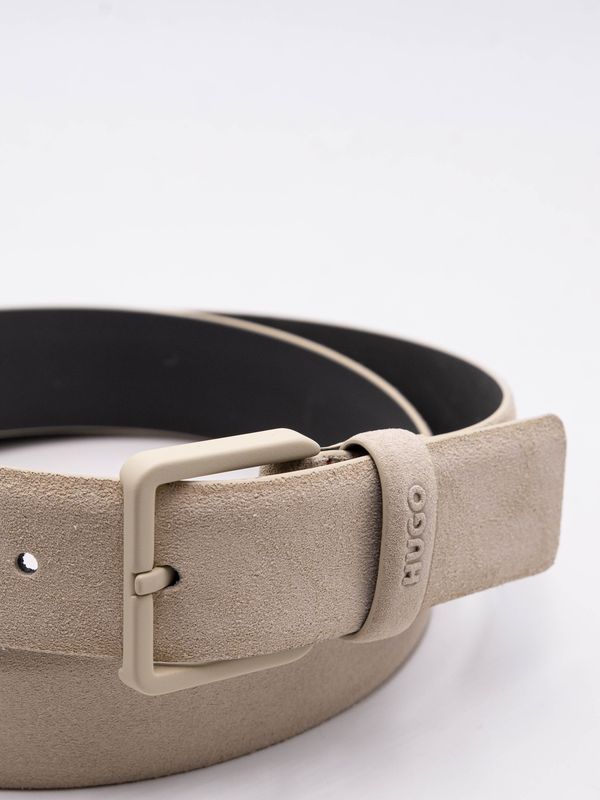 2. HUGO men's suede belt with embossed logo Beige Hugo 50563652