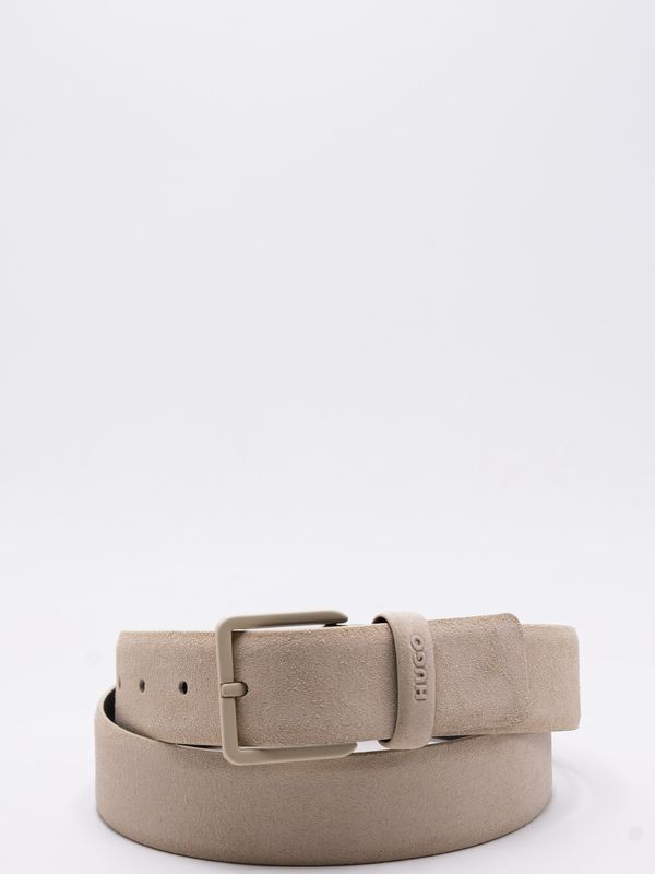1. HUGO men's suede belt with embossed logo Beige Hugo 50563652