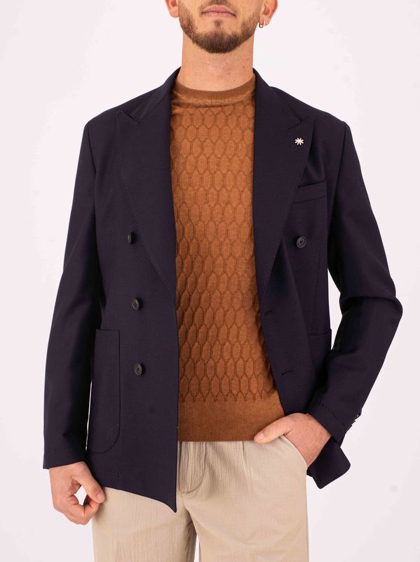 4. Manuel Ritz men's double-breasted jacket with wide lapels Blue MANUEL RITZ 4032g2738263128