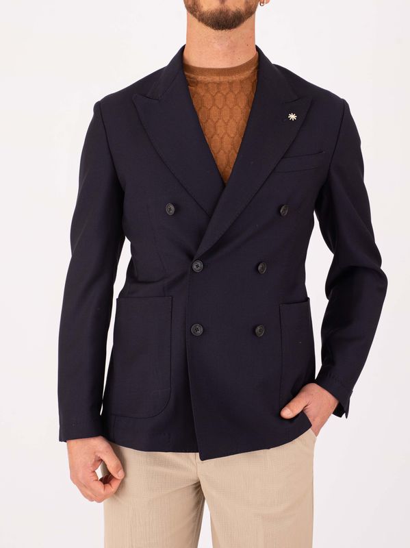 1. Manuel Ritz men's double-breasted jacket with wide lapels Blue MANUEL RITZ 4032g2738263128