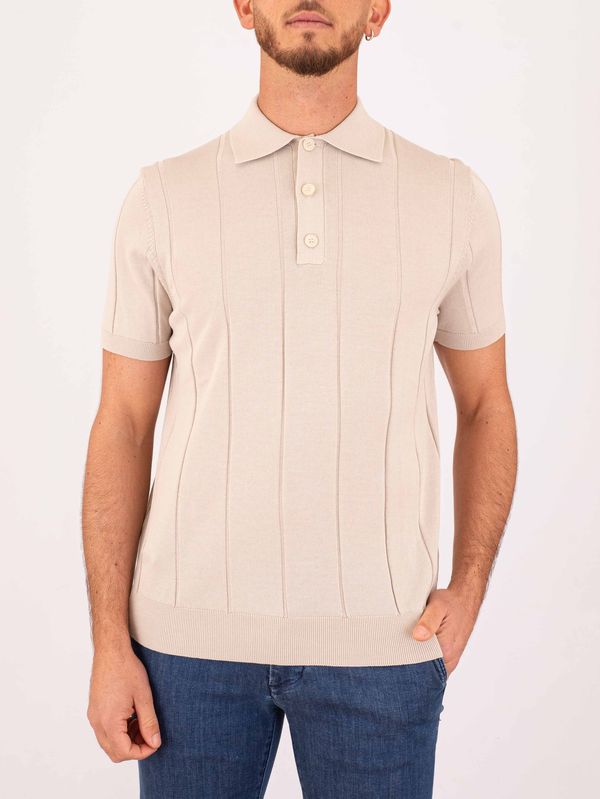 Polo uomo Manuel Ritz in puro cotone con lavorazione a coste sartoriali Beige MANUEL RITZ