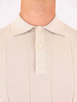 4. Polo homme Manuel Ritz en pur coton avec finitions côtelées ajustées Beige