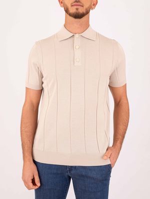 1. Polo homme Manuel Ritz en pur coton avec finitions côtelées ajustées Beige