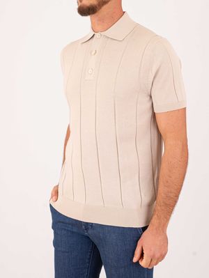 2. Polo homme Manuel Ritz en pur coton avec finitions côtelées ajustées Beige