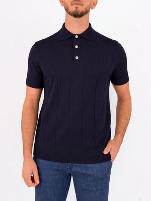 1. Manuel Ritz men's polo shirt in pure cotton with tailored ribbing Blue