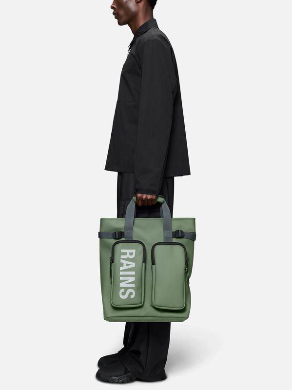 4. Texel Tote Backpack Rains Waterproof Borsa Zaino da Viaggio con Laptop 15" Verde RAINS 14240