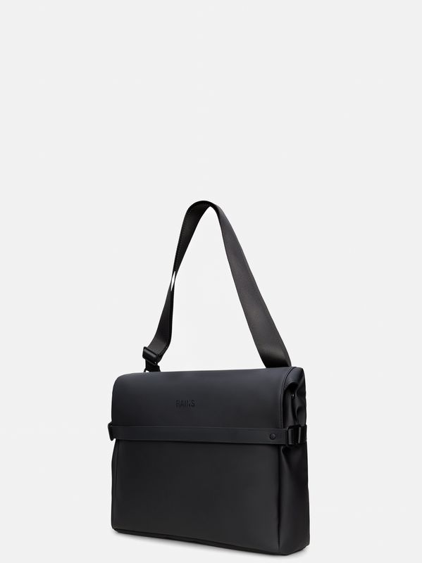 Rains PU OTG Messenger Bag Business Bag with 14" Laptop Pocket Black RAINS