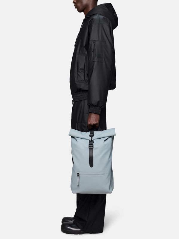 4. Rolltop Rucksack Rains unisex Waterproof Urban Backpack with Rolltop Closure Light Grey RAINS 13320