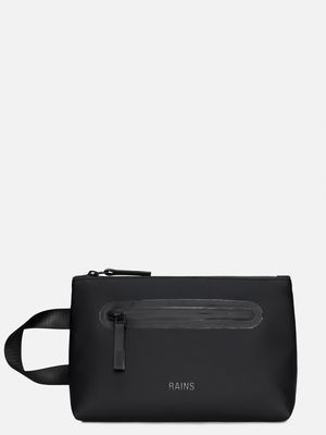 1. Trousse de toilette unisexe à 2 fermetures éclair, grande taille, imperméable en PU Noir