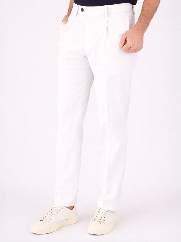 2. Pantalone uomo Devorè in misto cotone con linee sartoriali e pinces Bianco Devorè dvr5c-g1045