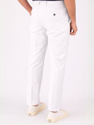 3. Pantalone uomo Devorè in misto cotone con linee sartoriali e pinces Bianco