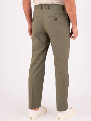 3. Pantalon homme Devorè en mélange de coton, coupe ajustée et plis Vert militaire